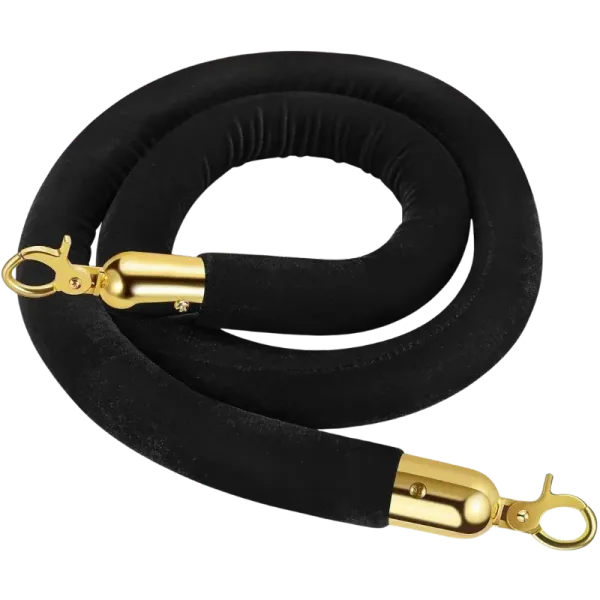 Corde de velours noire avec embouts dorés