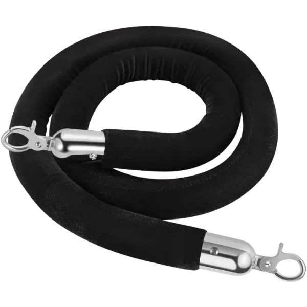 Corde de velours noire avec embouts argentés