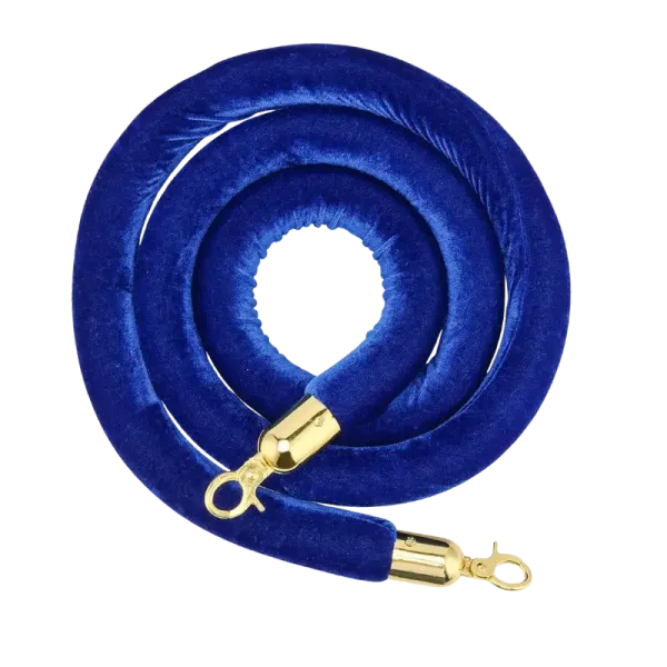 Corde de velours bleue avec embouts dorés