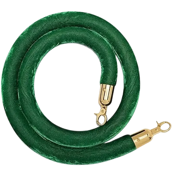 Corde de velours vert foncé avec embouts dorés