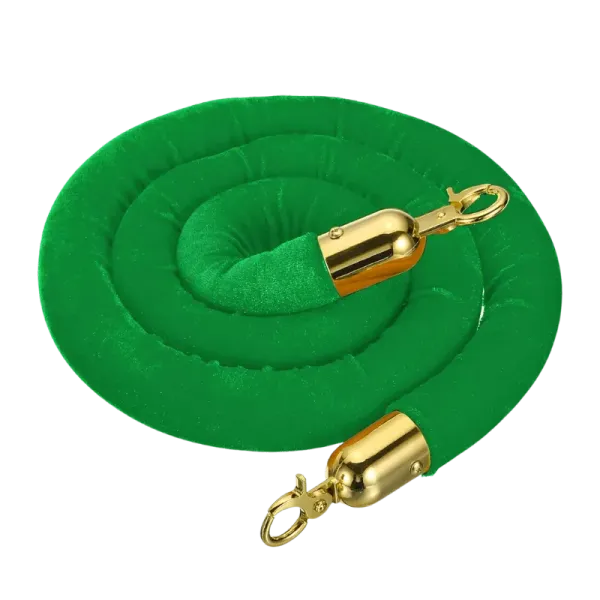 Corde de velours verte avec embouts dorés