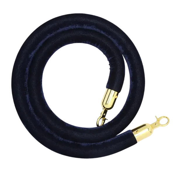 Corde de velours marine avec embouts dorés