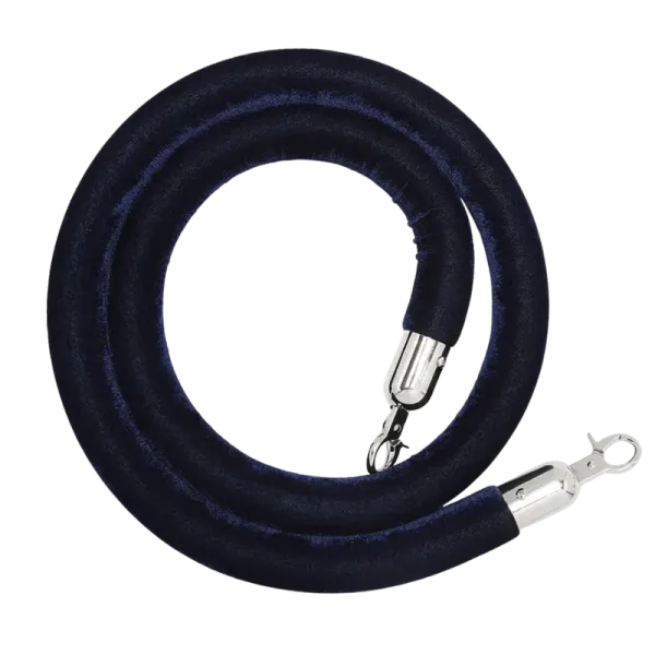 Corde de velours marine avec embouts argentés