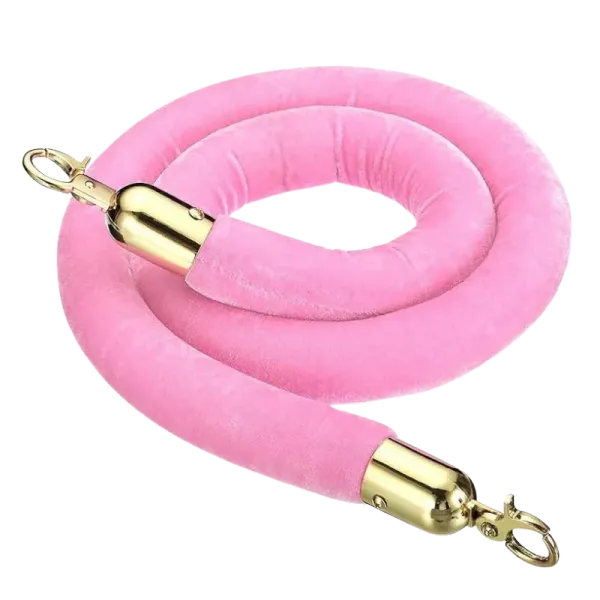 Corde de velours rose avec embouts dorés