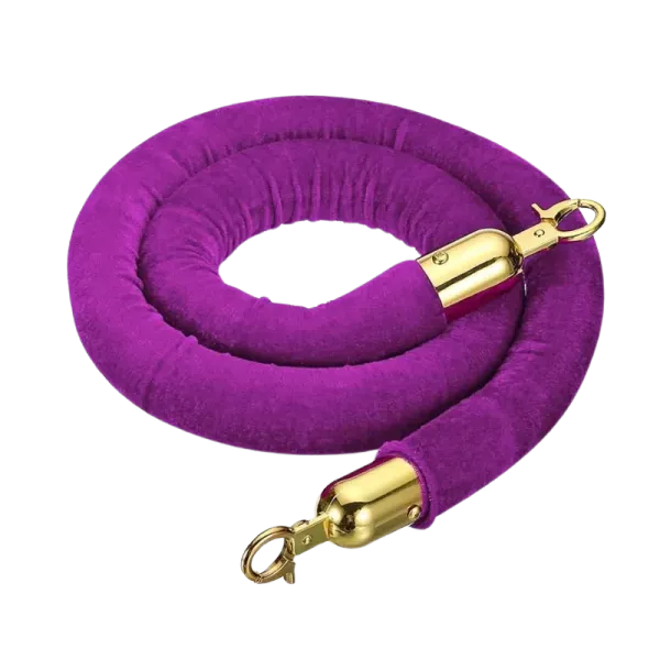 Corde de velours violette avec embouts dorés
