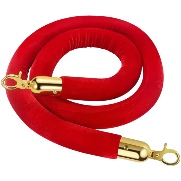 Corde de velours rouge avec embouts dorés