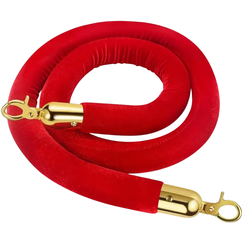 Corde de velours rouge avec embouts dorés
