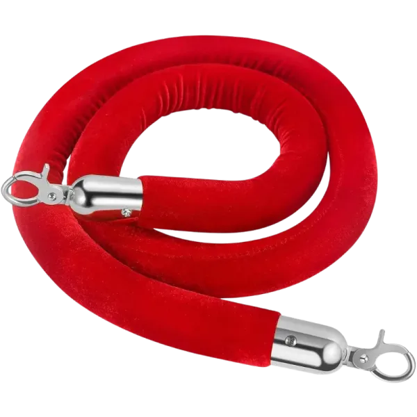 Corde de velours rouge avec embouts argentés